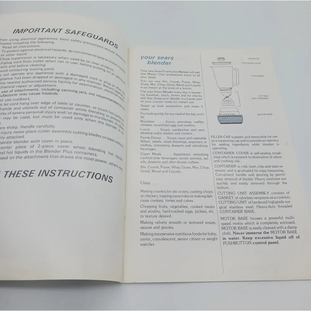 Vintage Sears Blender Instructions Recipes Booklet